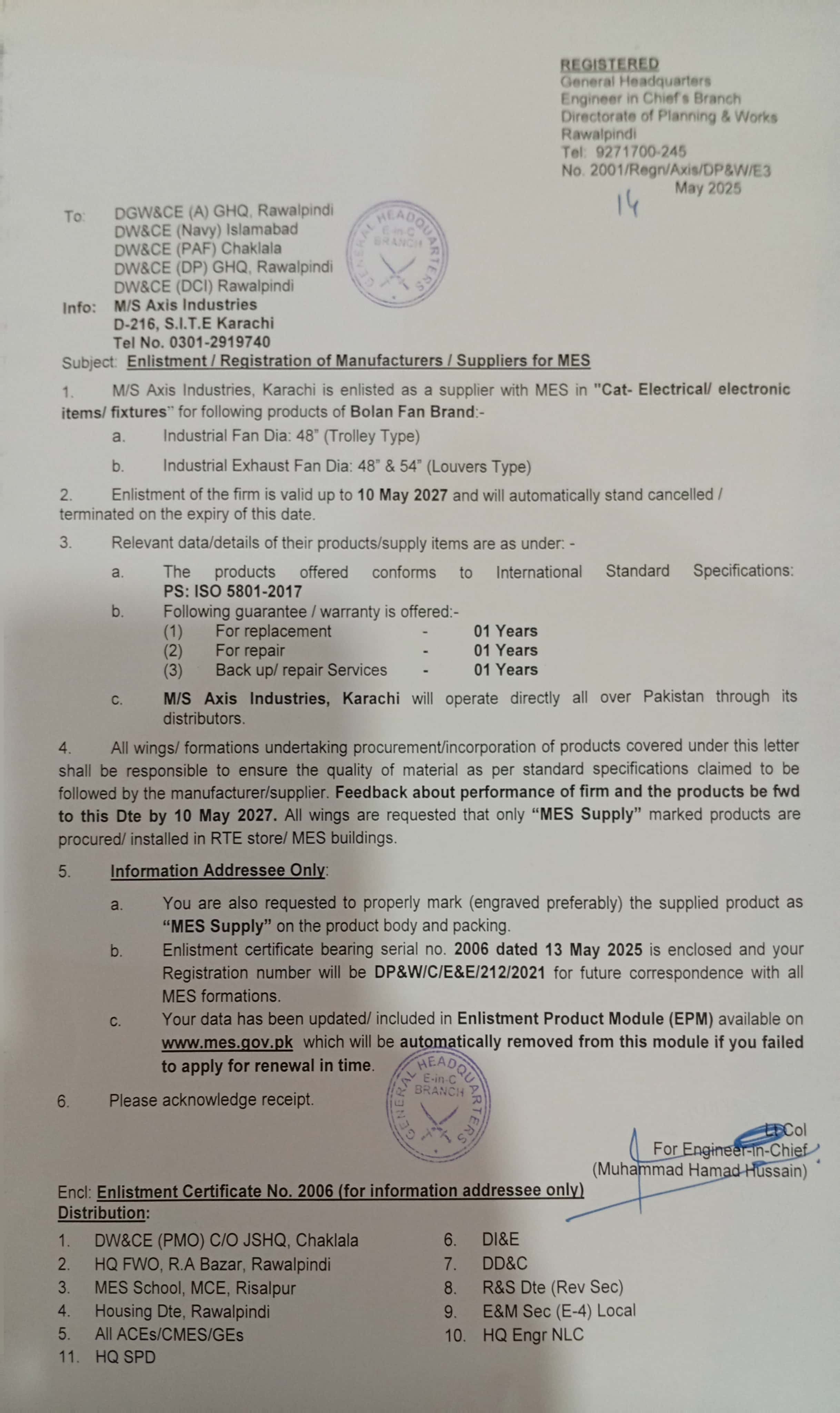 Covrng of Axis Industries